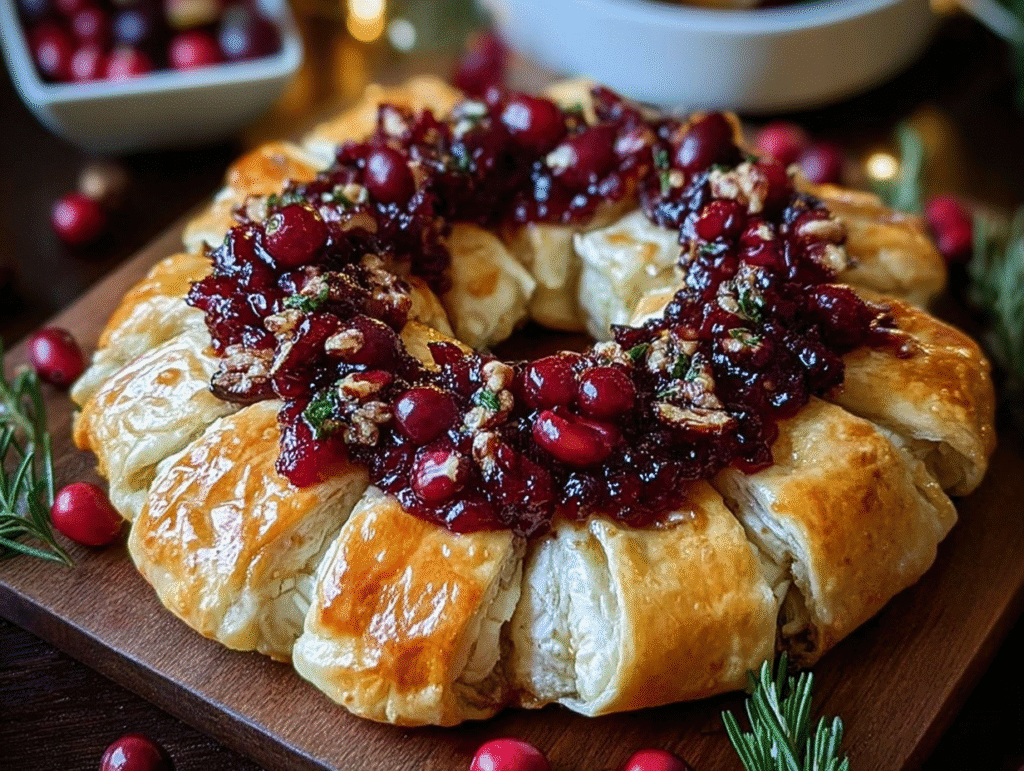 Brie Cheese and Cranberry Christmas Wreath