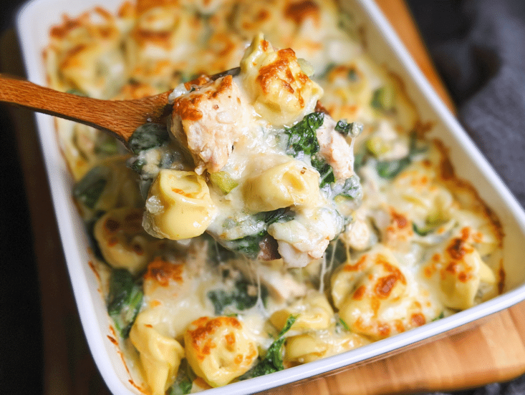 Cheesy Chicken Tortellini Bake for Two