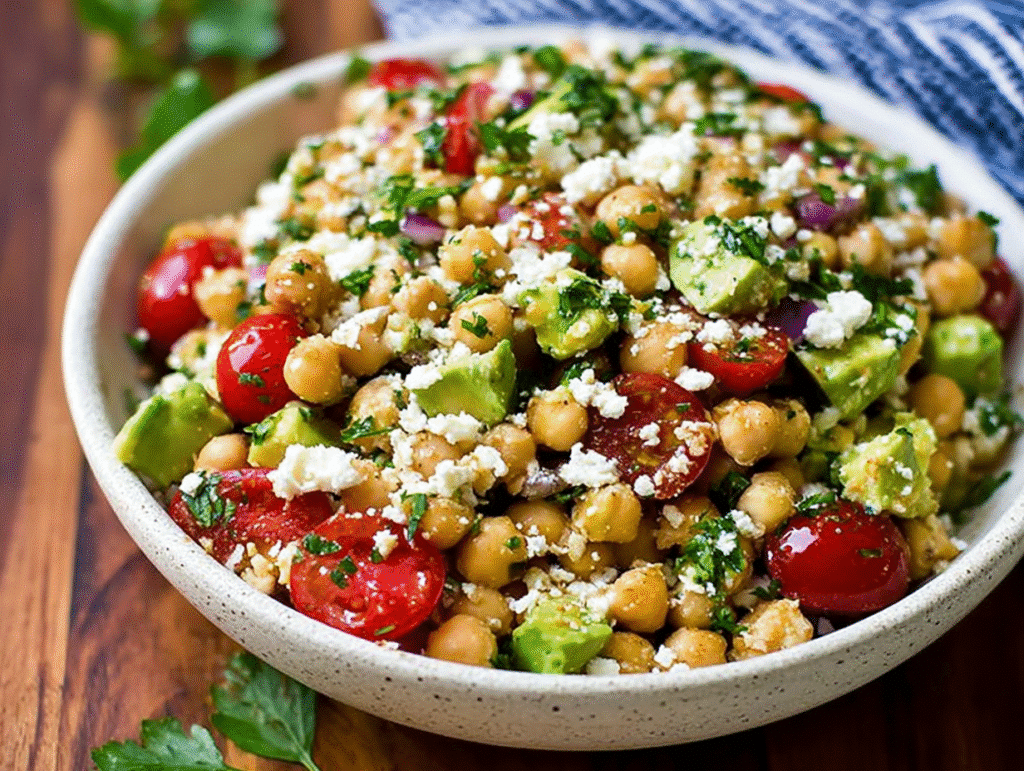 Chickpea Feta Avocado Salad