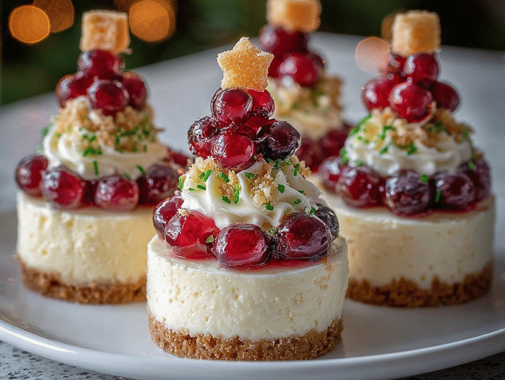 Christmas Tree Mini Cheesecakes