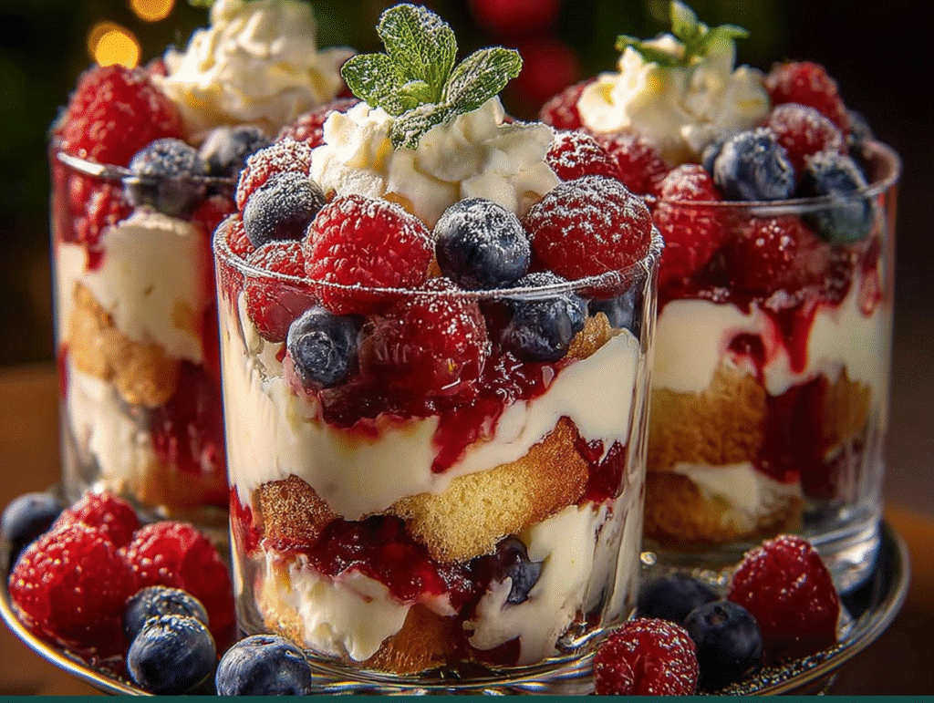 Creamy Christmas Trifle Parfait Shots
