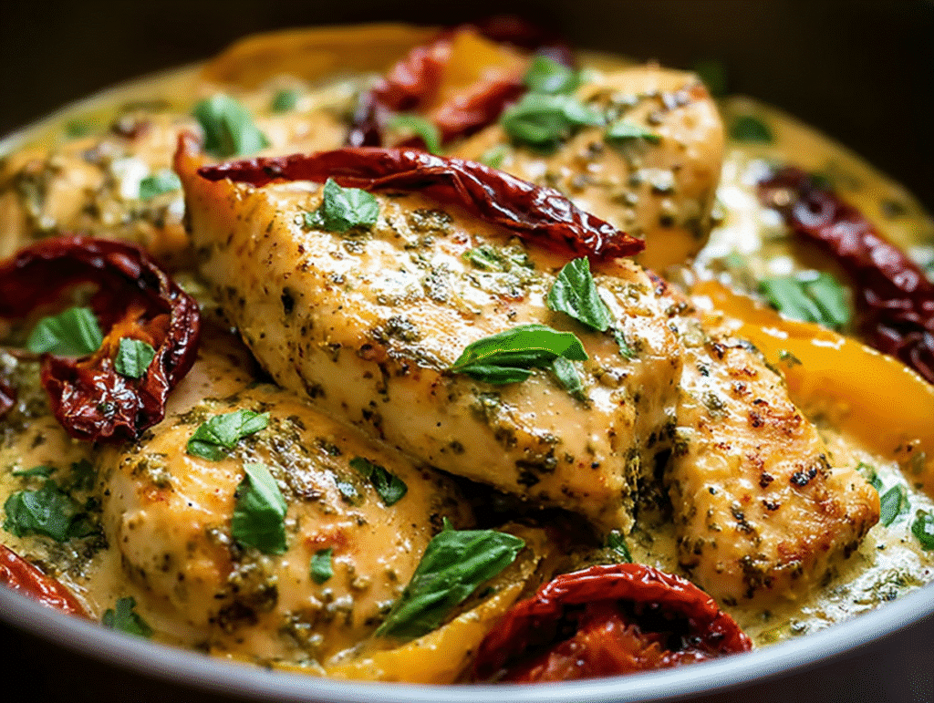 Creamy Garlic Pesto Chicken