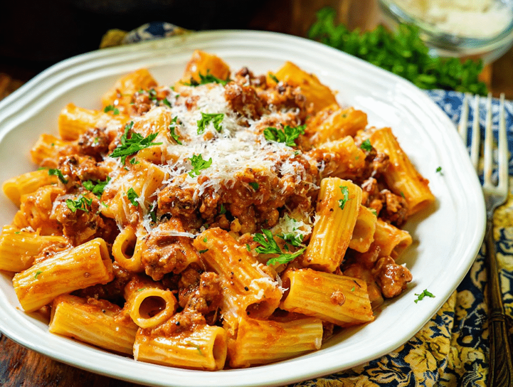Creamy Sausage Rigatoni