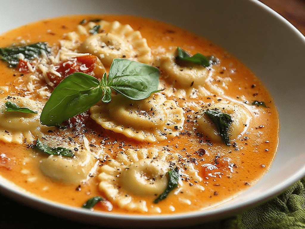 Creamy Tuscan Ravioli Soup