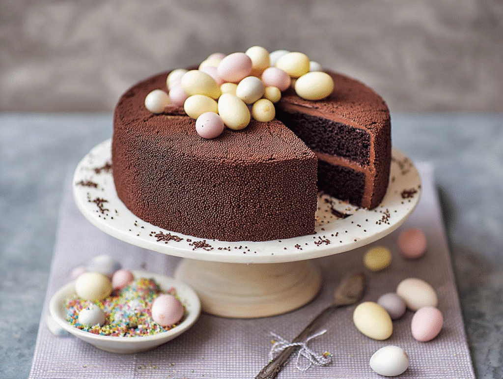 Easter chocolate truffle cake