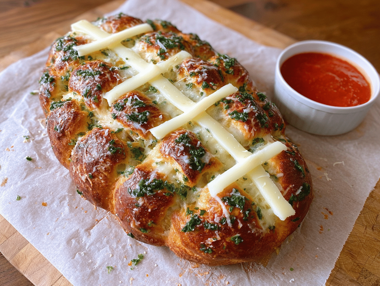 Football Shaped Cheesy Stuffed Garlic Pull Apart Bread