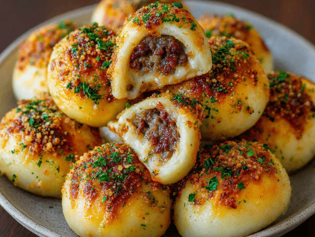 Garlic Parmesan Cheeseburger Bombs Recipe