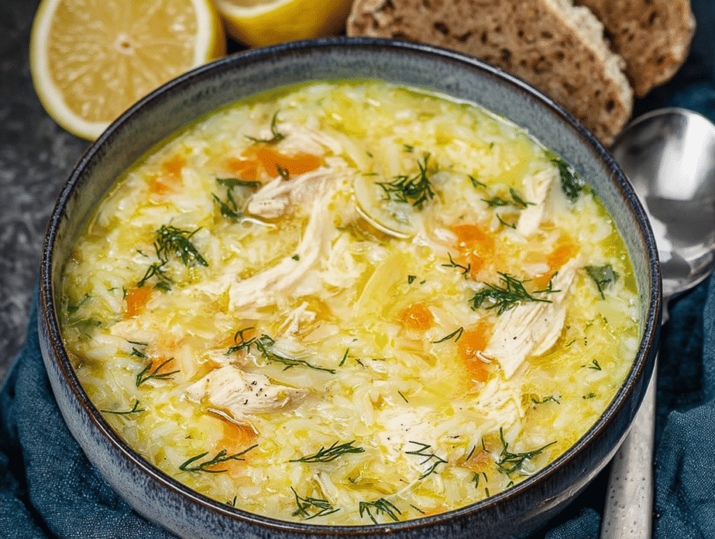 Greek Avgolemono Soup (Lemon Chicken & Rice Soup)