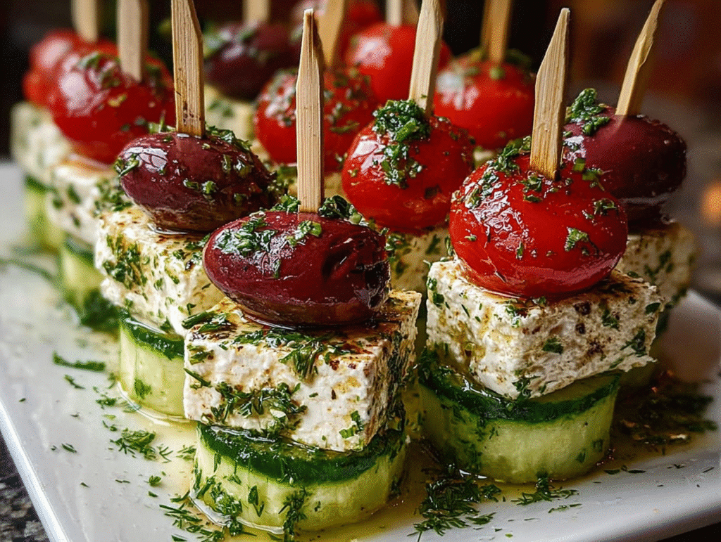 Greek Feta & Cucumber Bite Skewers