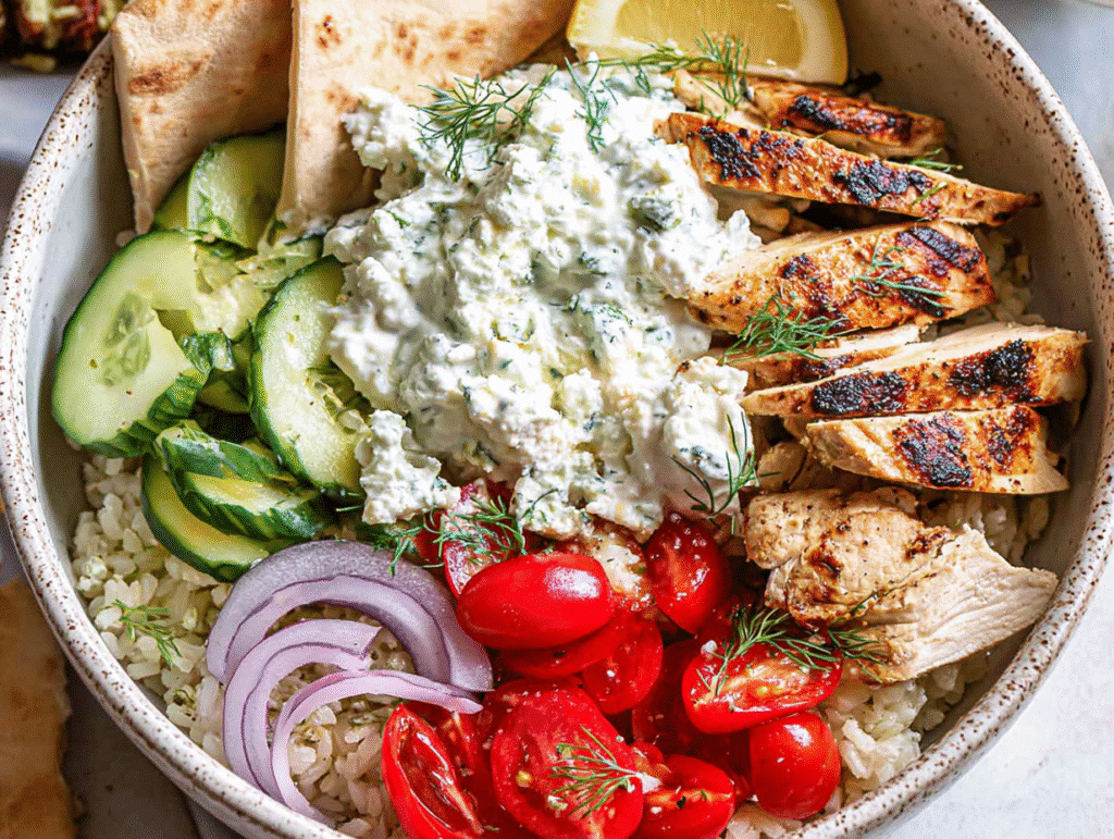 Greek Tzatziki Chicken Salad Bowl