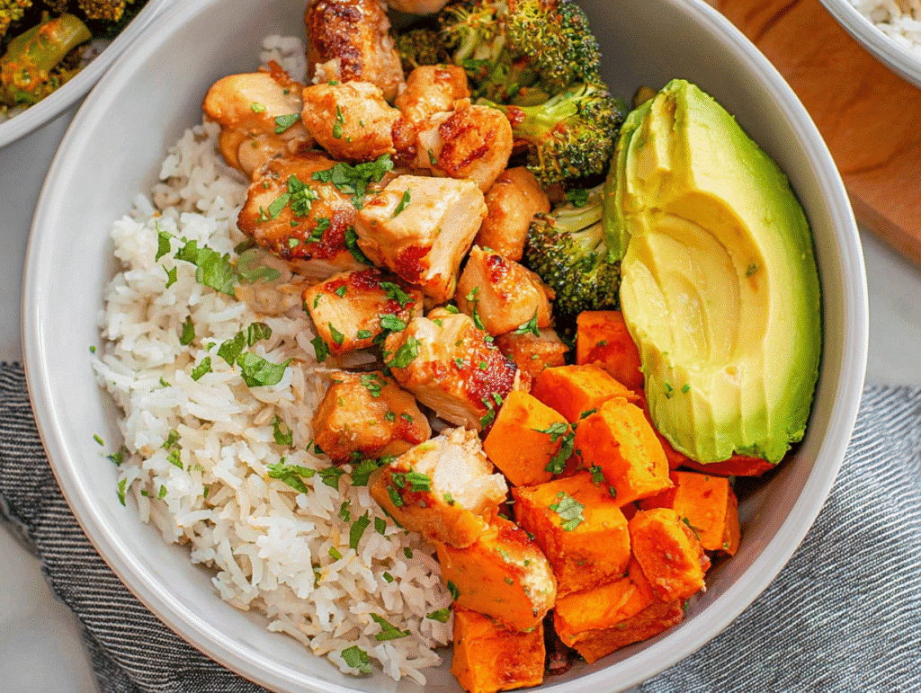 Healthy Chicken & Sweet Potato Rice Bowl