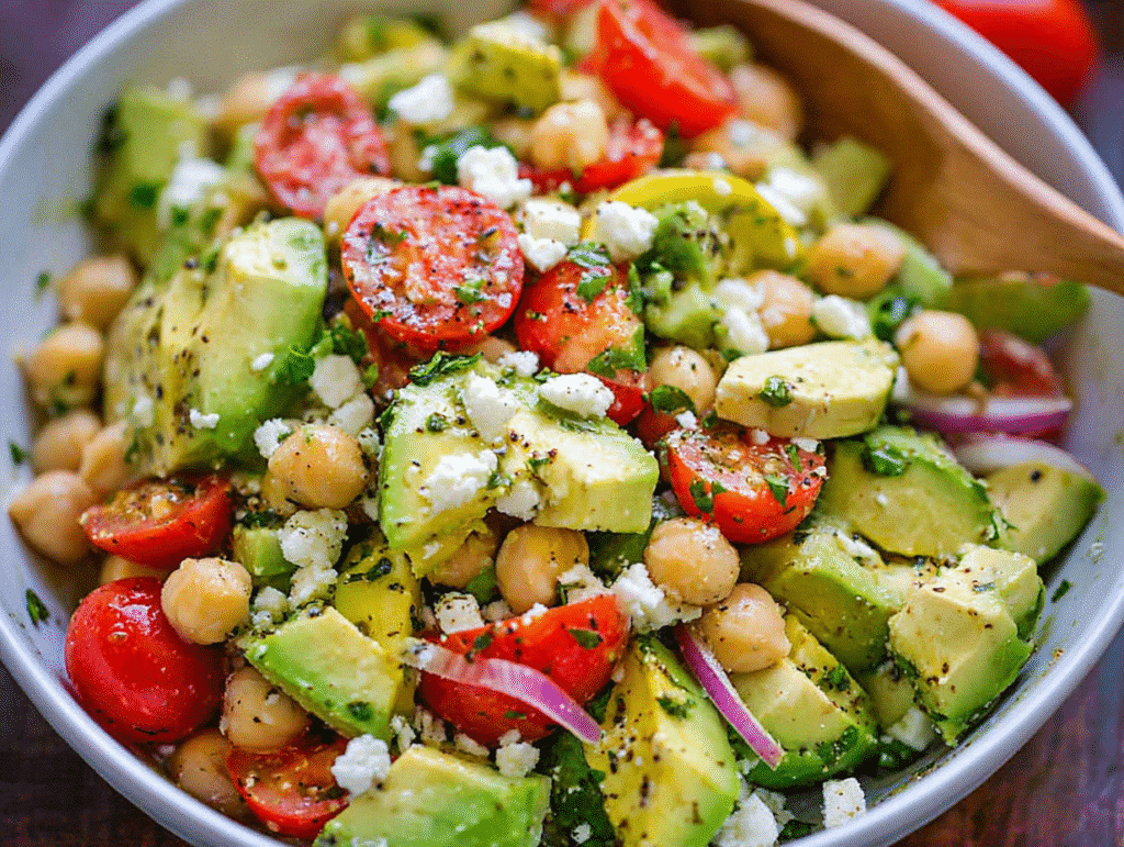 Homemade Chickpea Feta Avocado Salad