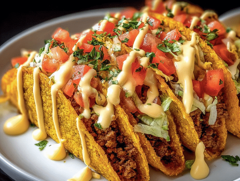 Loaded Tacos with Creamy Cheese Sauce