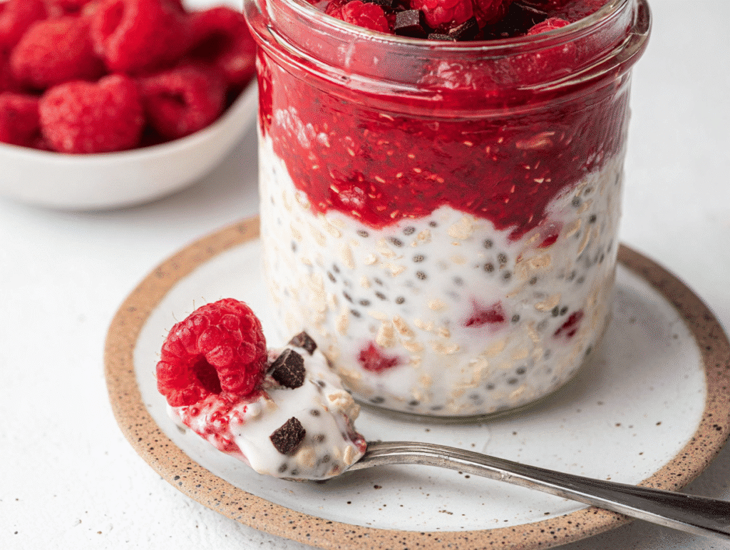 Raspberry Overnight Oats with Chia Seeds