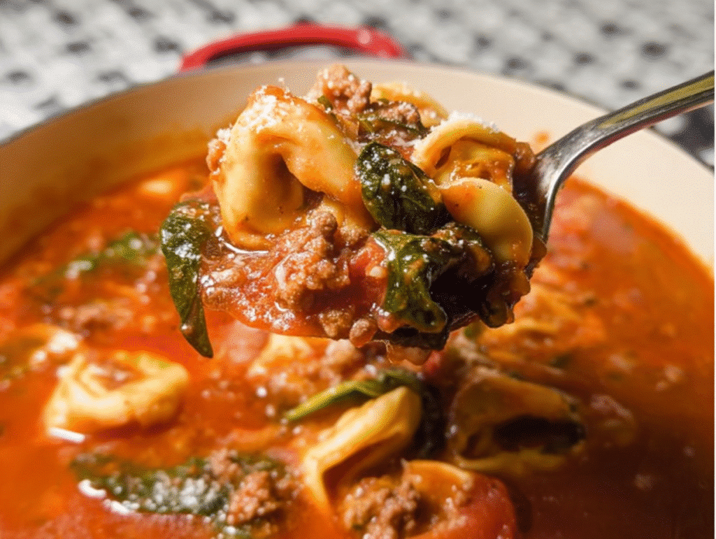 Sausage Tortellini Soup with Spinach