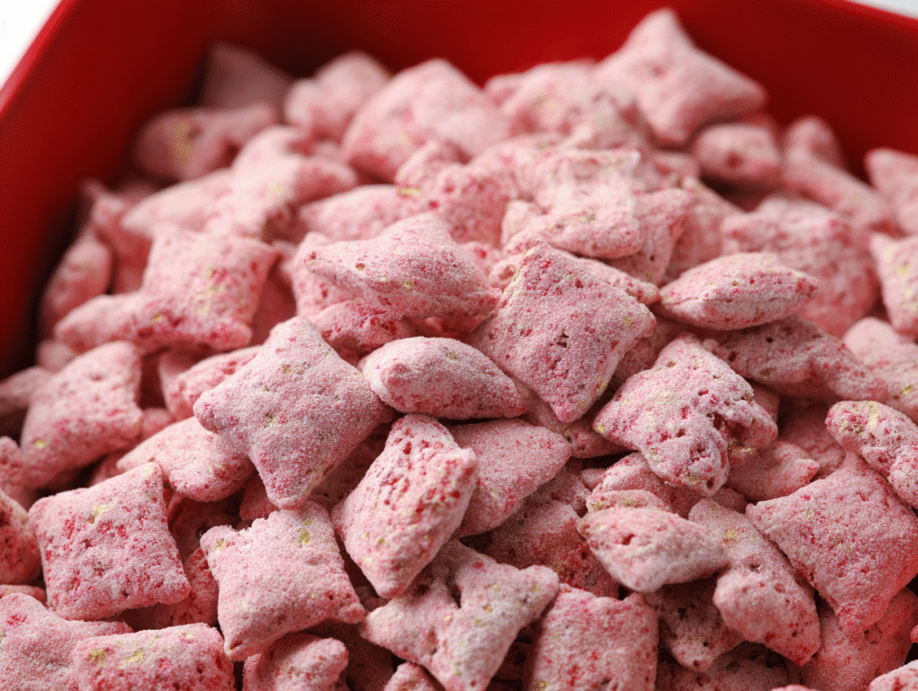 Strawberry Puppy Chow Snack Mix