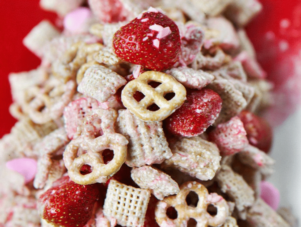 Strawberry Valentine's Chex Mix