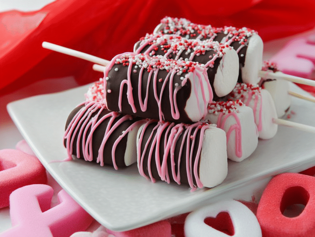 Valentine's Day Chocolate Covered Marshmallows
