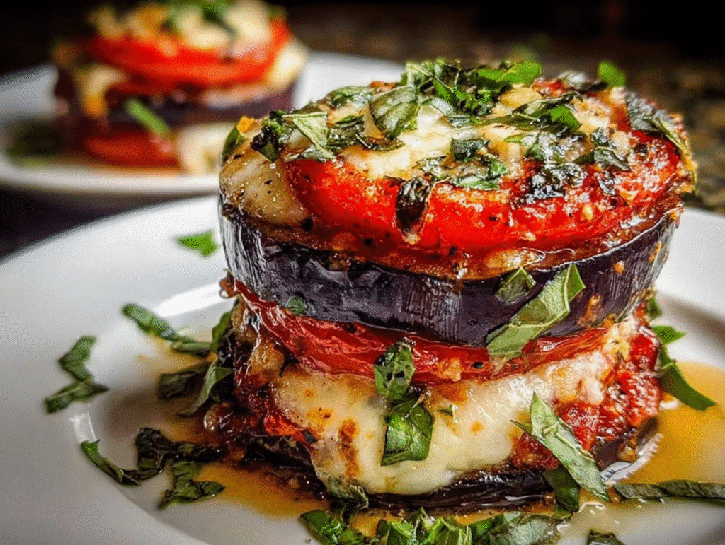Baked Eggplant and Tomato Stacks