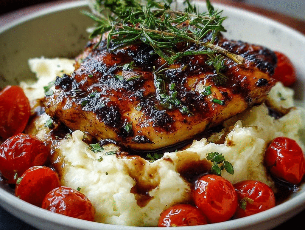Balsamic Grilled Chicken with Herbed Mashed Potatoes