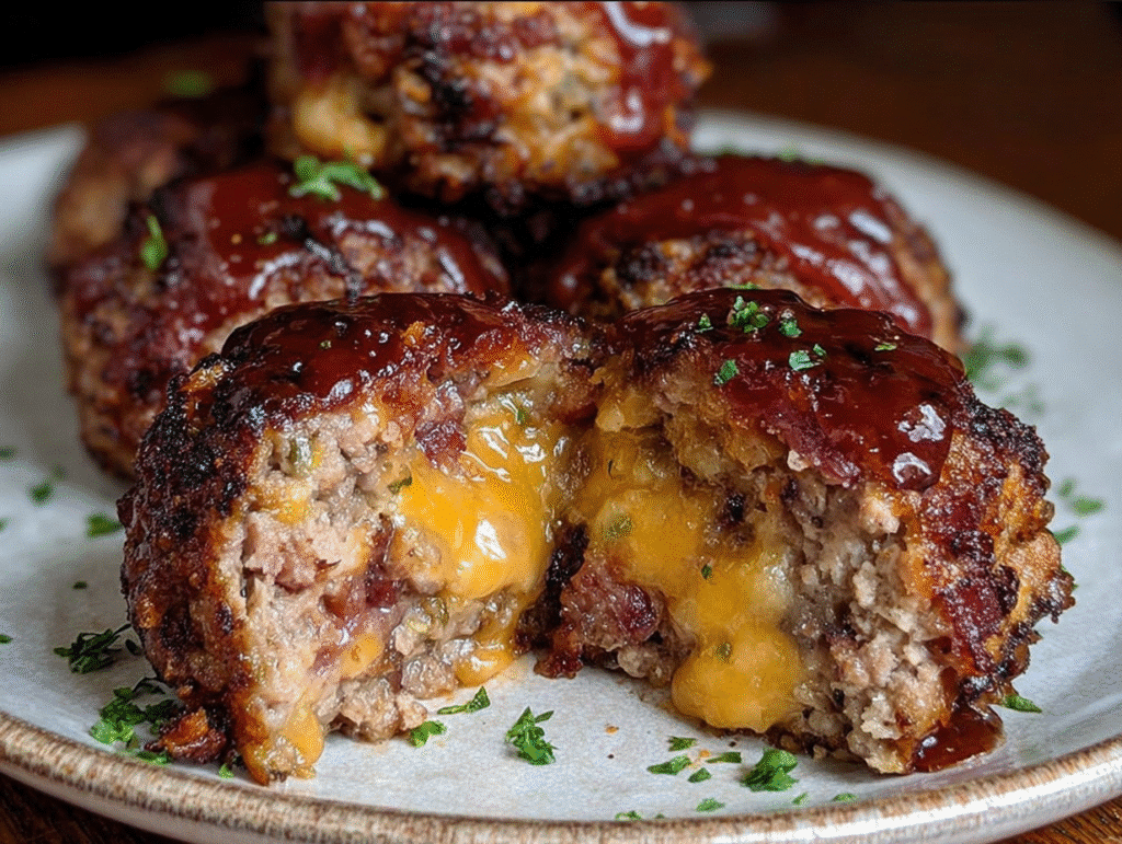 Bang-Bang Melty Bacon Cheddar Stuffed Meatloaf Bombs