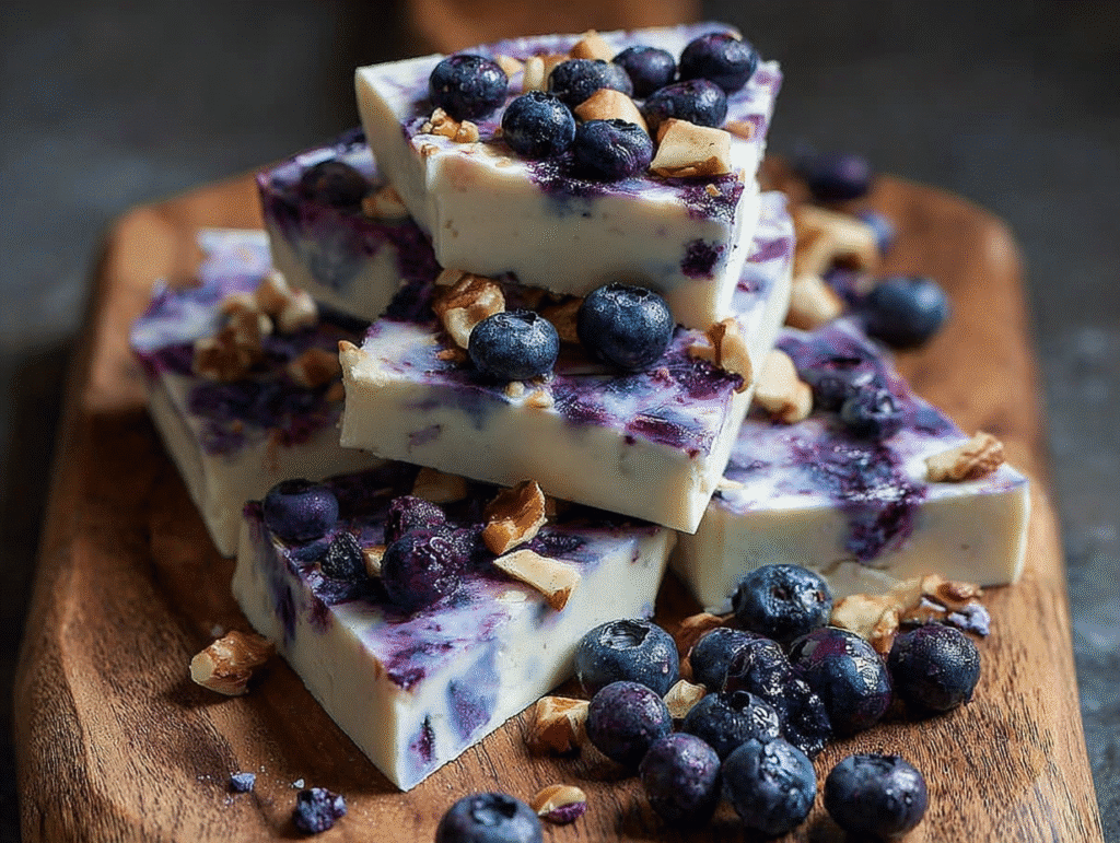 Blueberry Frozen Cottage Cheese Bark
