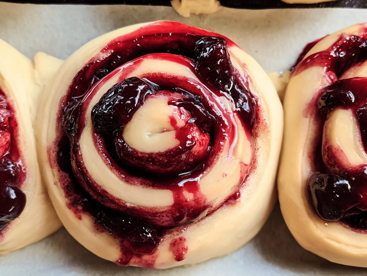 Cherry Cinnamon Rolls with Homemade Filling