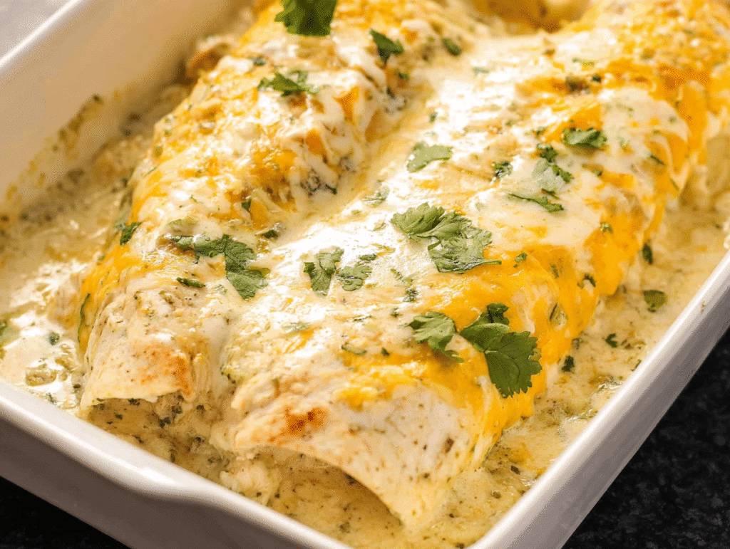 Chicken Enchiladas with Sour Cream White Sauce