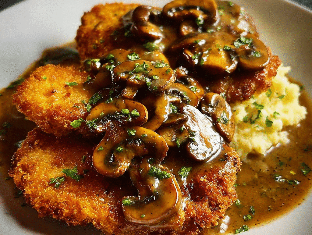 Chicken Schnitzel with Mushroom Gravy