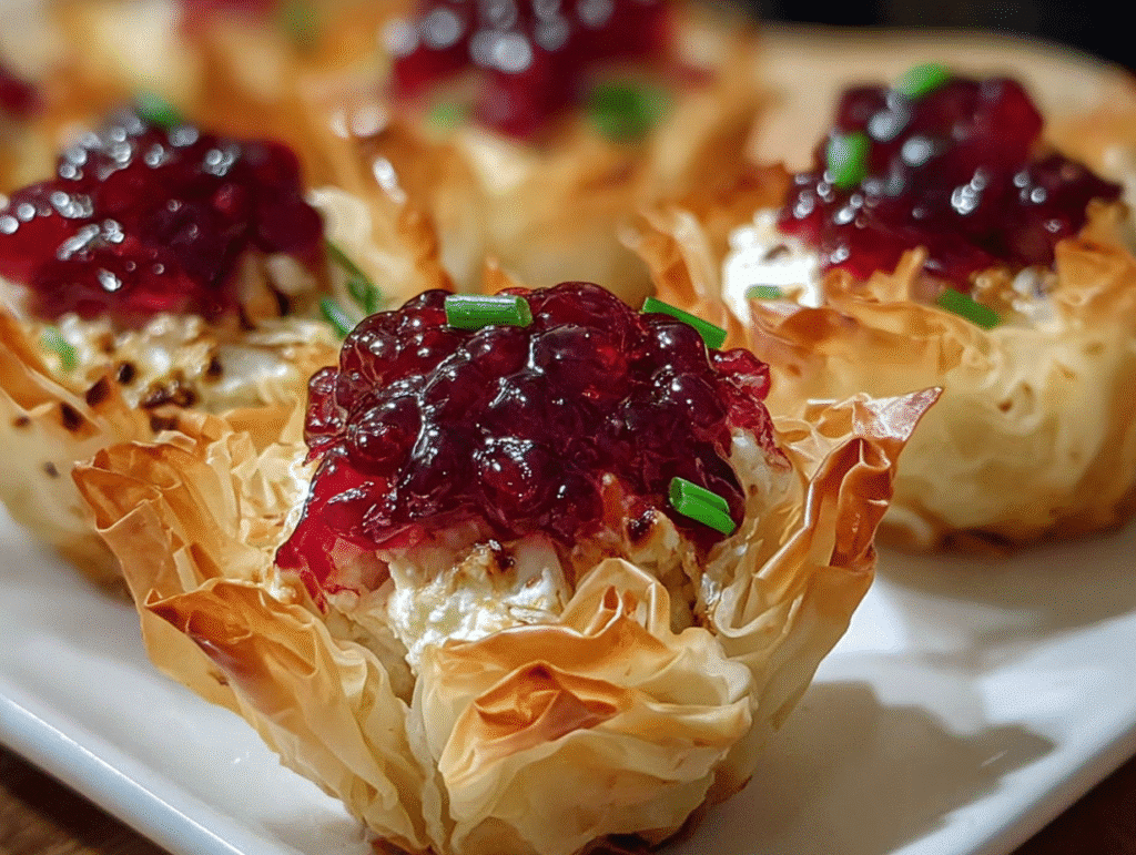 Cranberry Pepper Jelly Cream Cheese Phyllo Cups