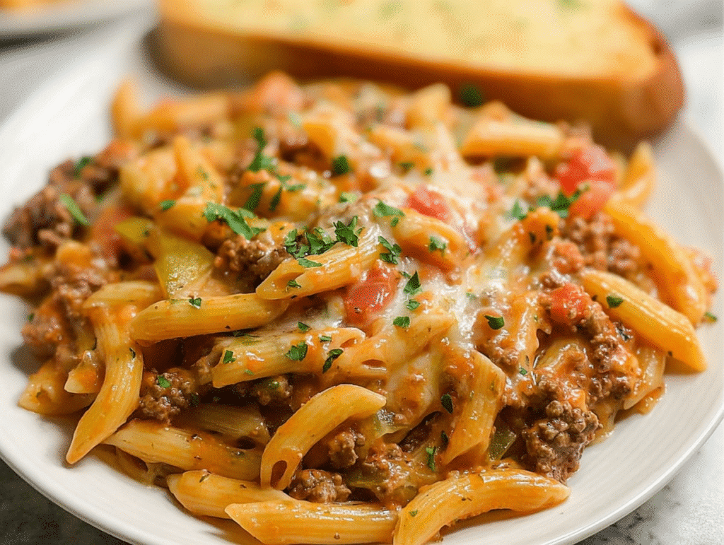 Creamy Rotel Pasta with Ground Beef