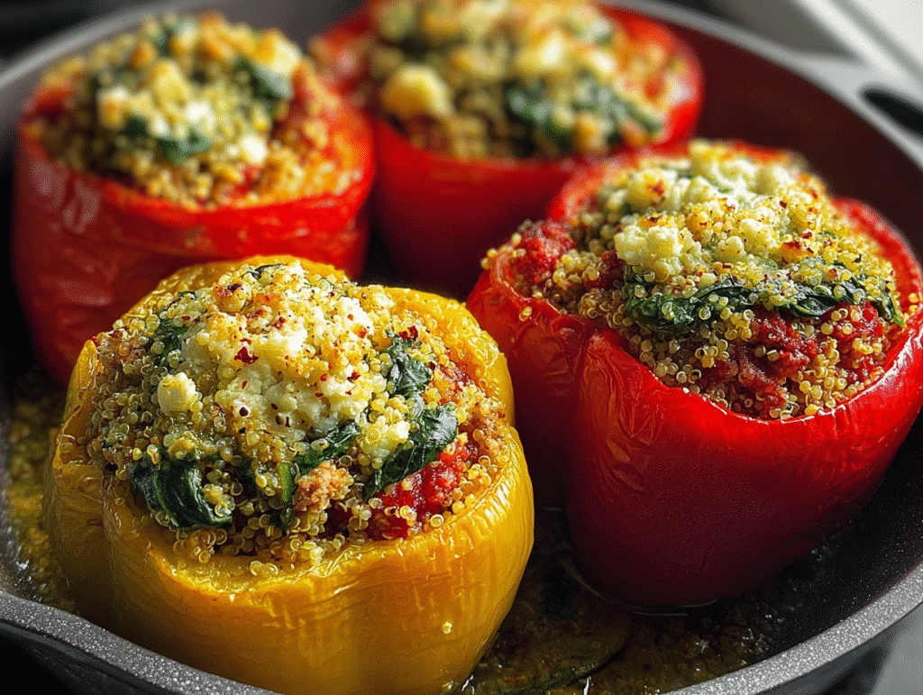 Easy Quinoa and Ground Turkey Stuffed Peppers