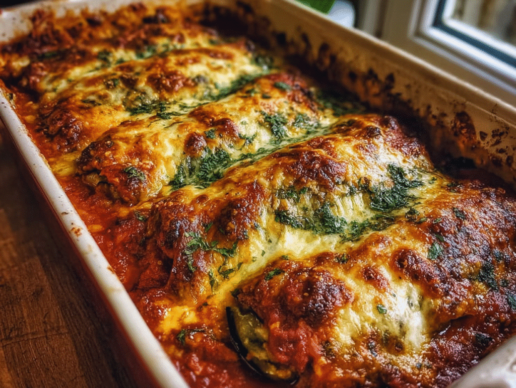 Fluffy Eggplant Rollatini Bake
