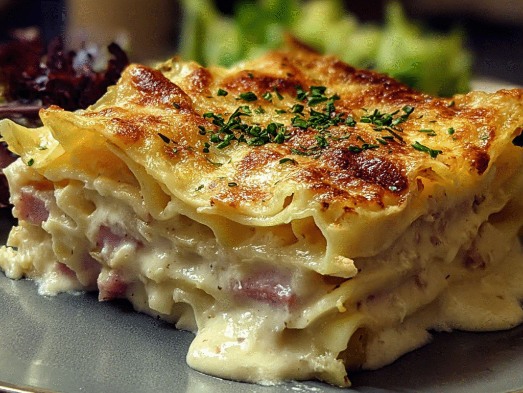 Ham & Cheese Lasagna with Creamy Mornay Sauce