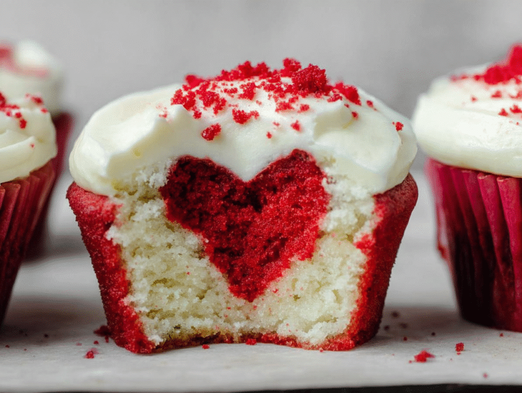 Heart-Shaped Red Velvet Cupcakes