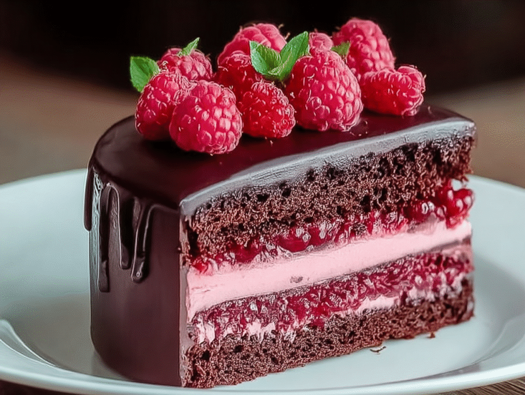 Heavenly Raspberry Chocolate Mousse Cake