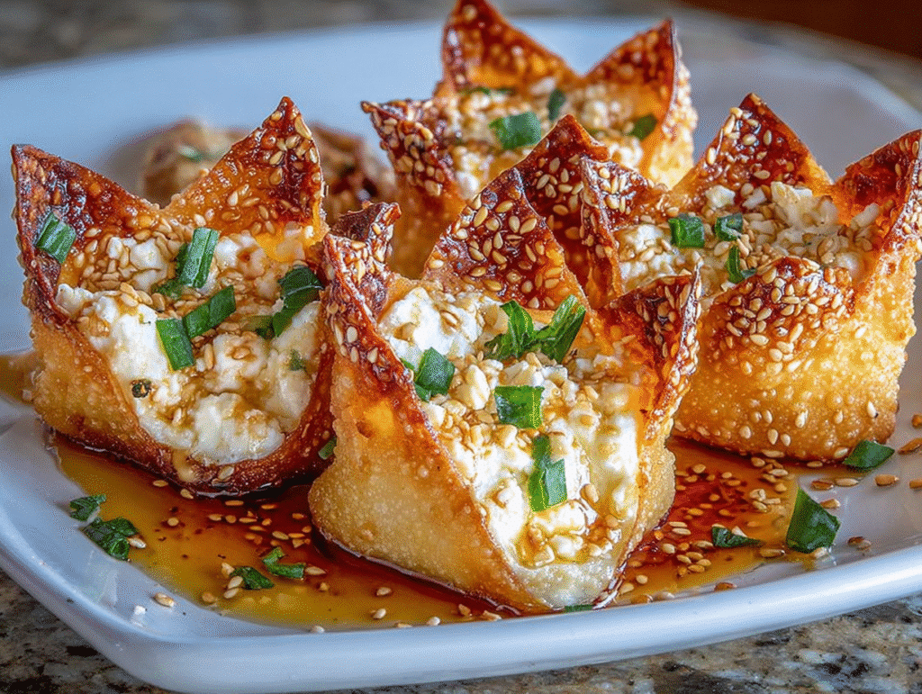 Hot Honey Feta Wonton Rolls
