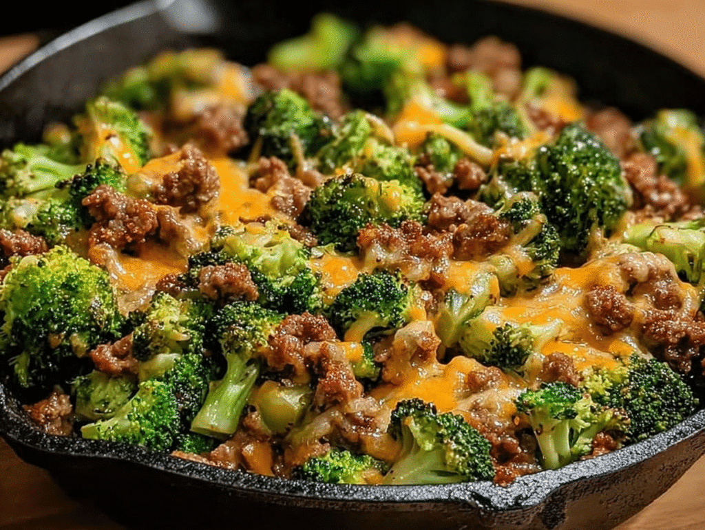 Keto Hamburger Broccoli Skillet