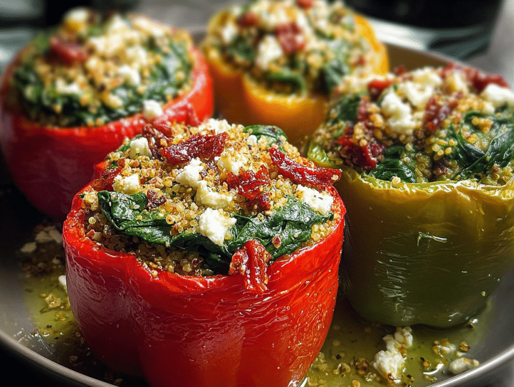 Mediterranean Spinach Feta Stuffed Peppers
