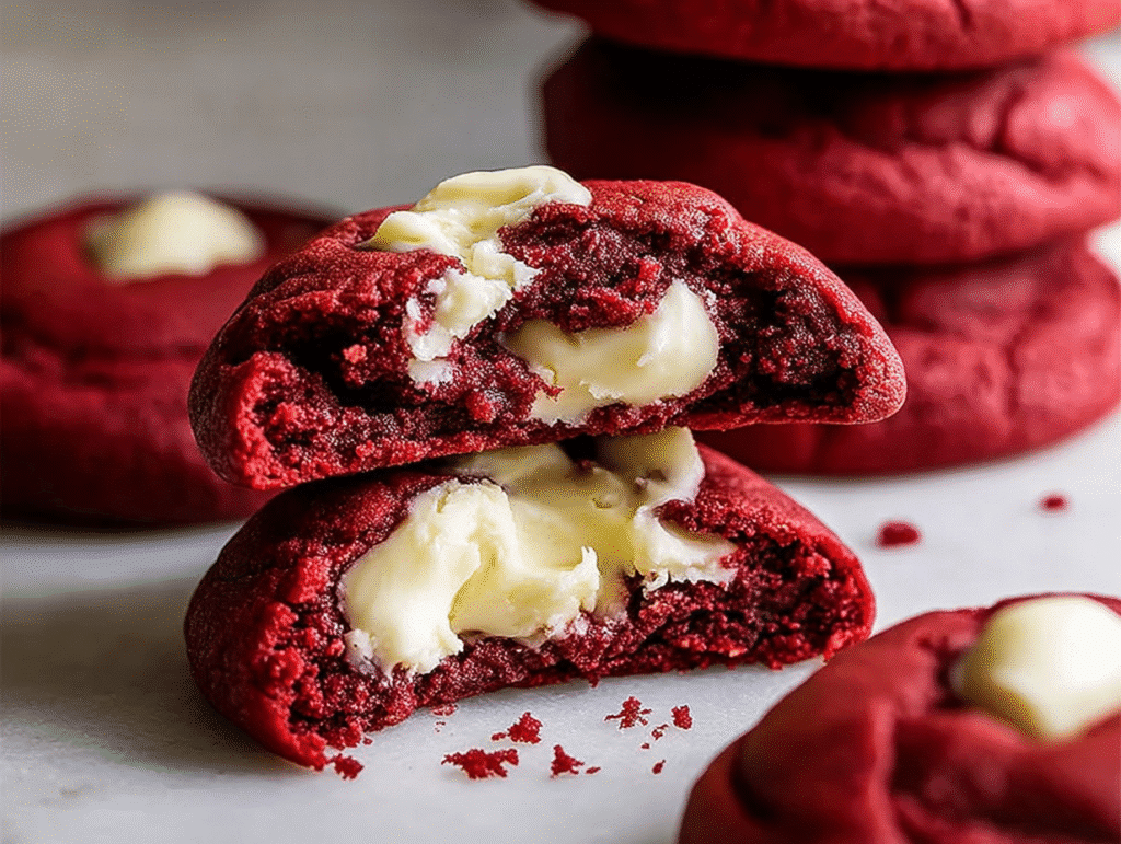 Red Velvet Cheesecake Stuffed Cookies