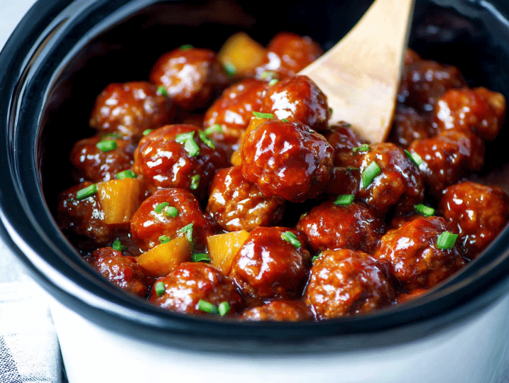 Slow Cooker Pineapple Barbecue Meatballs