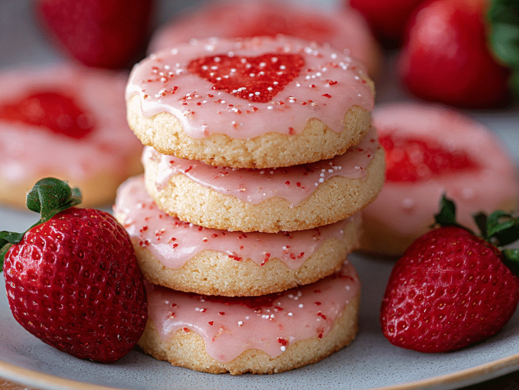 Soft and Tender Strawberry Shortbread Cookies