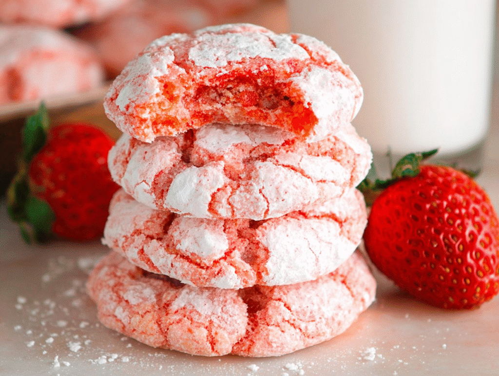 Strawberry Crinkle Cookies
