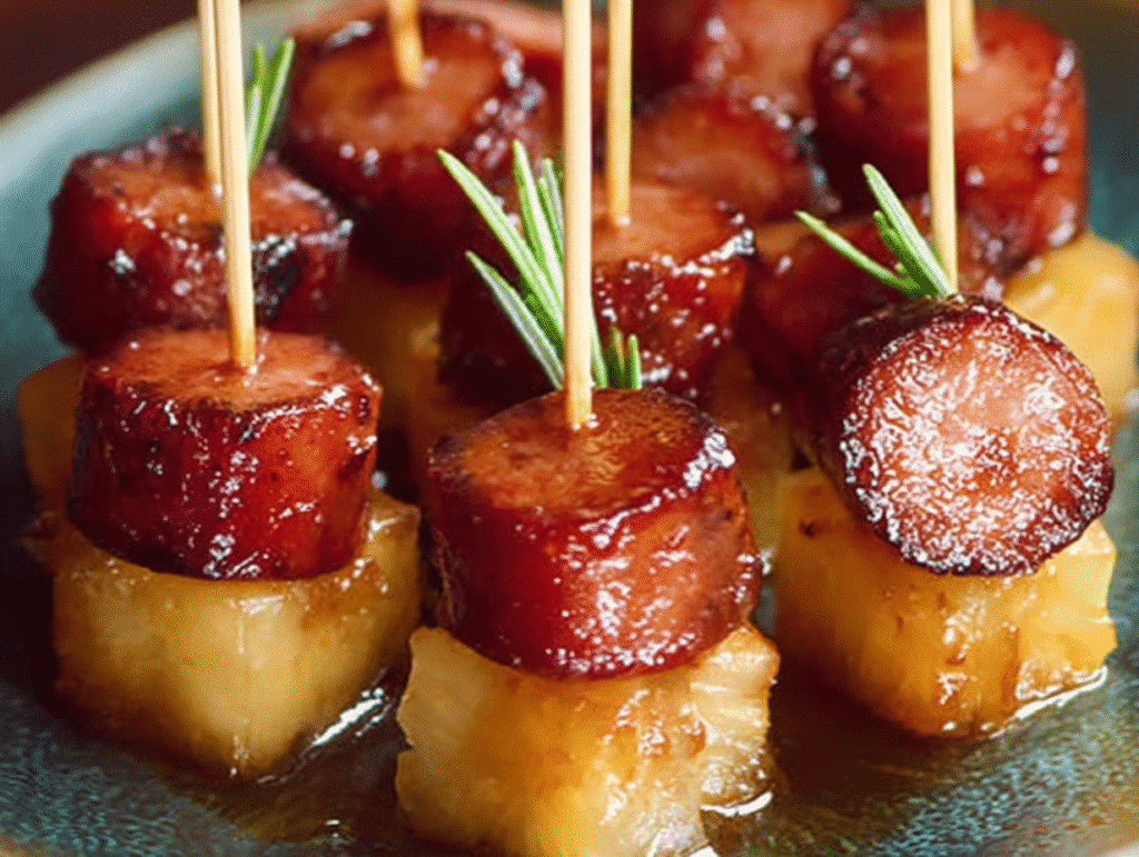 Sweet-Savory Glazed Kielbasa Pineapple Bites