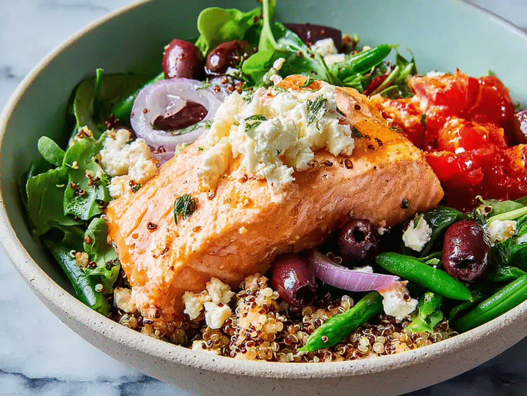 Tasty Mediterranean Salmon and Quinoa Bowl