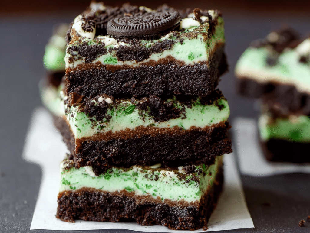 Triple Layer Fudgy Mint Oreo Brownies