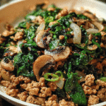 Turkey Spinach Mushroom Skillet