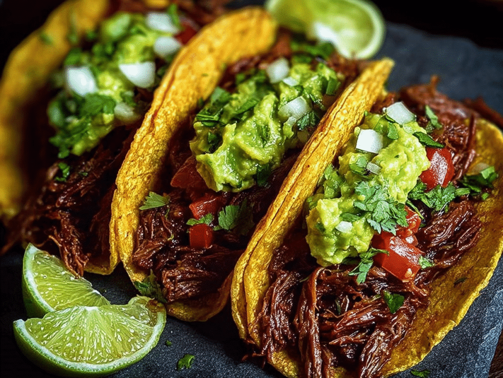 Viral Crispy Shredded Beef Tacos with Guacamole