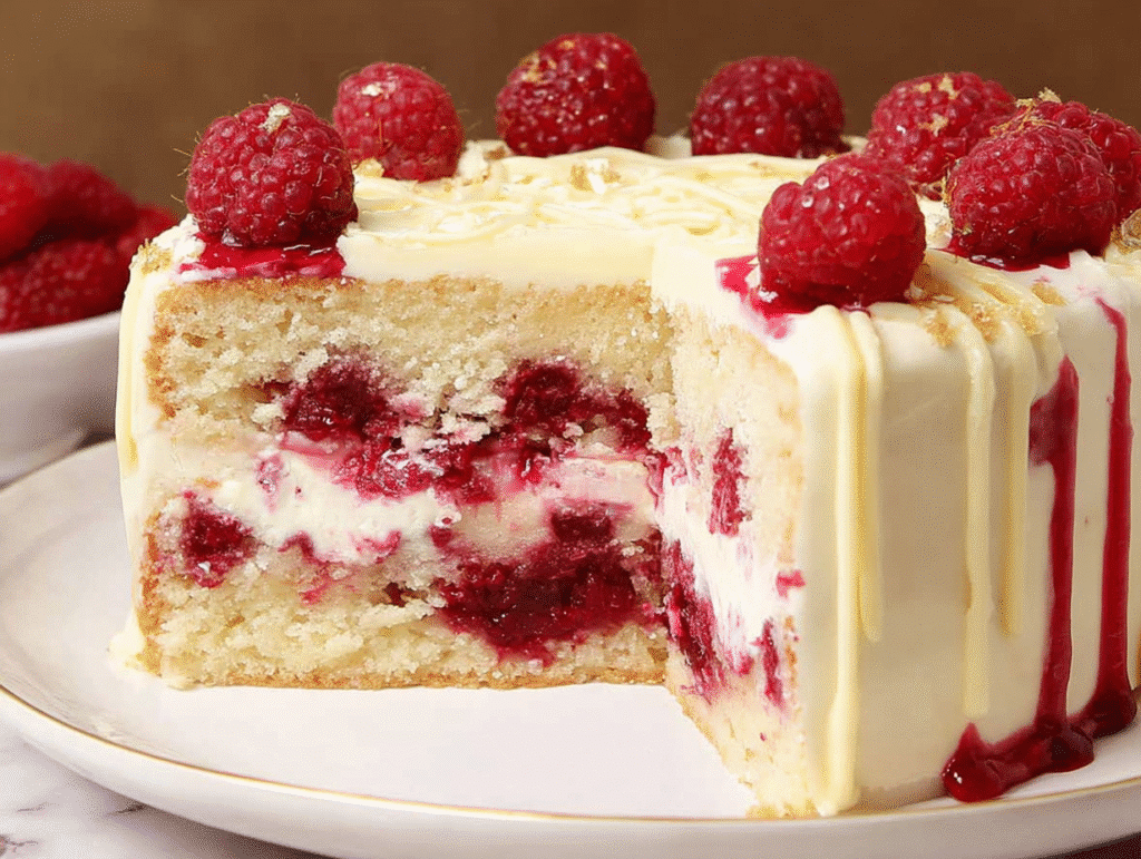 White Chocolate Raspberry Cake