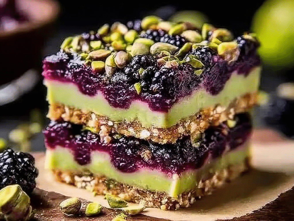 Blackberry Pistachio Dream Bars